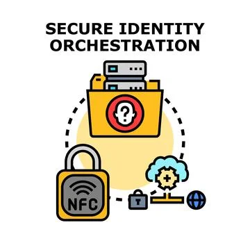 Secure identity orchestration concept accessing cloud private directory Stockillustratie