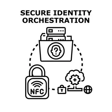 Secure identity orchestration concept accessing cloud private directory Stock Illustration