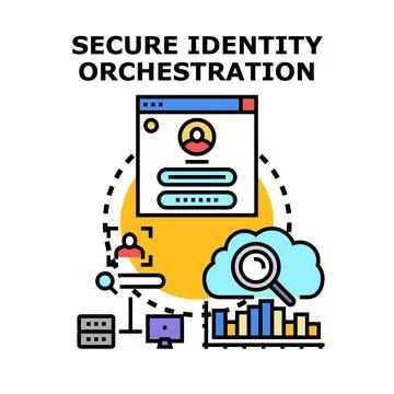 Secure identity orchestration concept vector illustration Illustrazione stock
