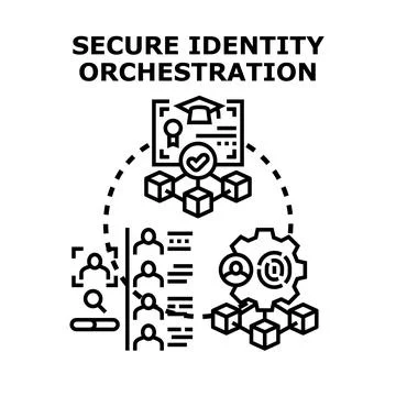 Secure identity orchestration managing user access and data 库存插图