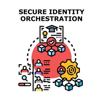 Secure identity orchestration managing user access and data Stock Illustration