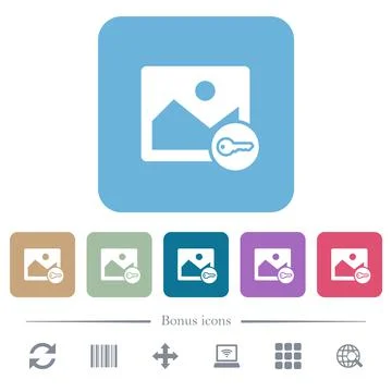 Secure image alternate flat icons on color rounded square backgrounds Stock Illustration