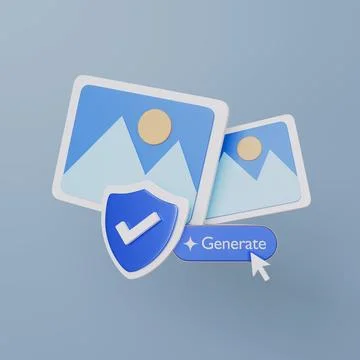 Secure image generator icon, photo gallery shield cursor, visual verification Иллюстрация