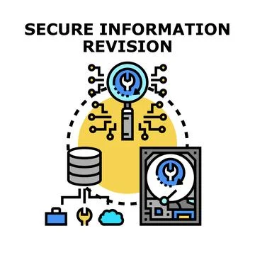 Secure information revision and data management concept Stockillustratie