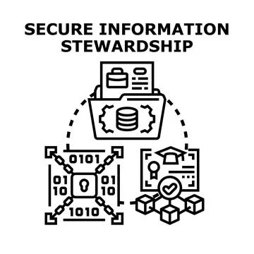 Secure information stewardship ensuring data privacy and protection Stock Illustration