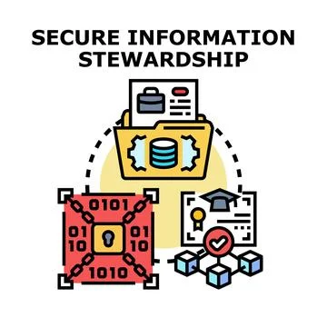 Secure information stewardship ensuring data privacy and protection Illustrazione stock