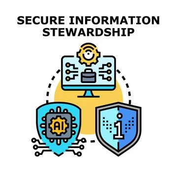 Secure information stewardship protecting data with artificial intelligence Illustration