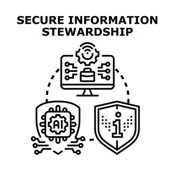 Secure information stewardship protecting data with artificial intelligence Stock Illustration