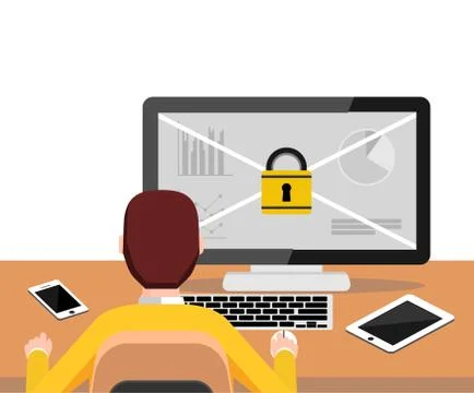 Secure information system access. Security system concept. Modern flat design Stock Illustration