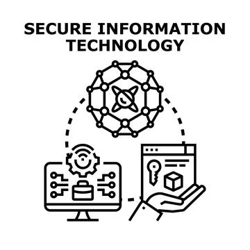 Secure information technology system protecting digital data Stock Illustration