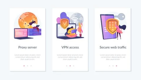 Secure internet access app interface template. Illustrazione stock