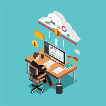 Secure internet access. Cloud service concept. Stock Illustration