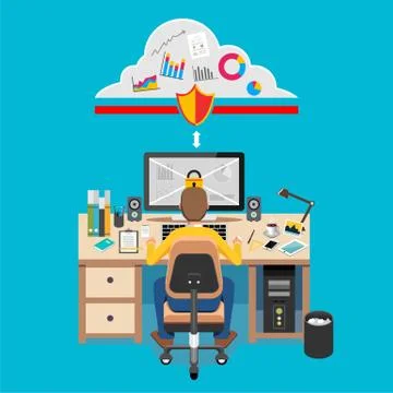 Secure internet access. Data protection or internet security concept. Stock Illustration