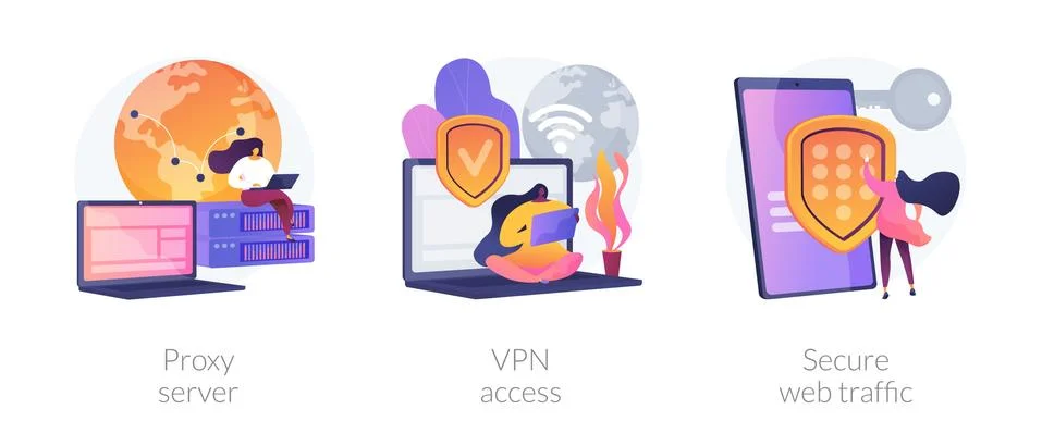 Secure internet access vector concept metaphors. Illustrazione stock