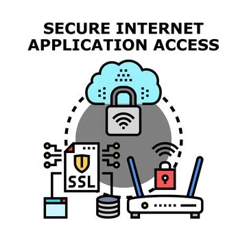 Secure internet application access and network protection 库存插图