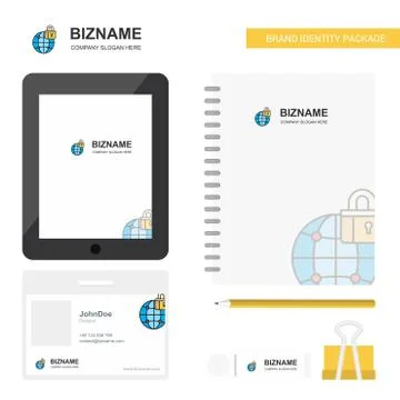 Secure internet  Business Logo, Tab App, Diary PVC Employee Card and USB Bran Illustrazione stock