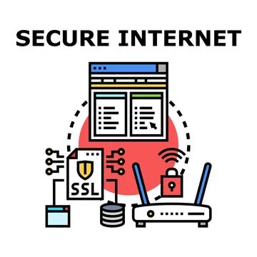 Secure internet connection protecting online privacy and data Stock Illustration