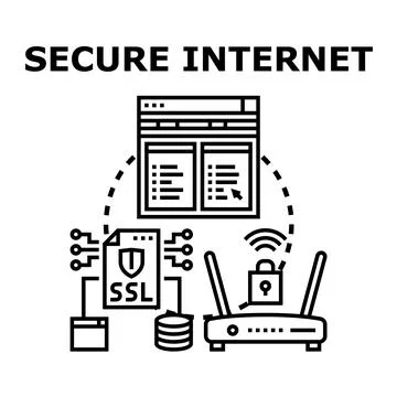 Secure internet connection protecting online privacy and data Stock Illustration