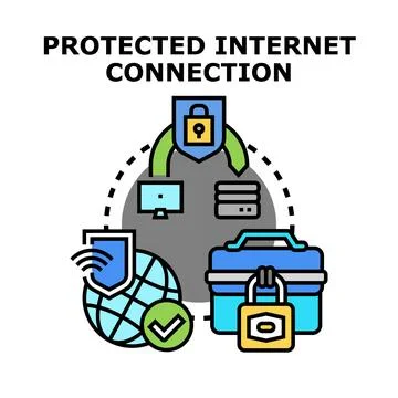 Secure internet network connection protecting data and privacy Stock Illustration