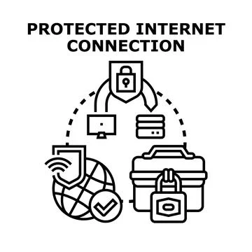 Secure internet network connection protecting data and privacy Stock Illustration