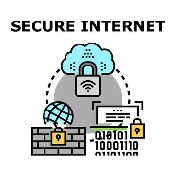 Secure internet protecting global data and network privacy Stock Illustration