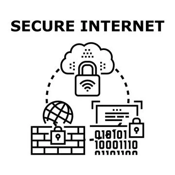 Secure internet protecting global data and network privacy Stock Illustration