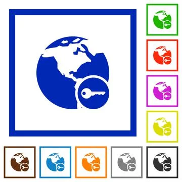 Secure internet surfing flat framed icons Stock Illustration