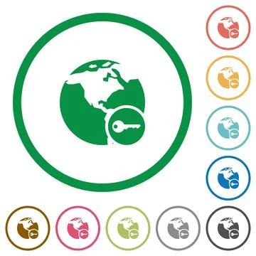 Secure internet surfing flat icons with outlines Stock Illustration