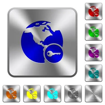 Secure internet surfing rounded square steel buttons Stock Illustration