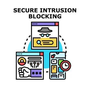 Secure intrusion blocking managing data access and cyber security Stockillustratie