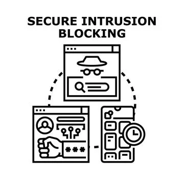 Secure intrusion blocking managing data access and cyber security Stock Illustration