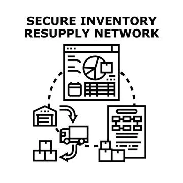 Secure inventory resupply network management and optimization concept Stock Illustration
