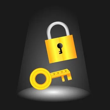 Secure key vector illustration on a black background with focus theme Stock-Illustration