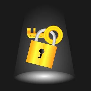 Secure key vector illustration on a black background with focus theme Stock-Illustration