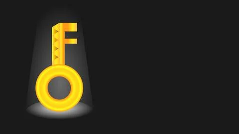 Secure key vector illustration on isolated black background with copy space area 스톡 일러스트