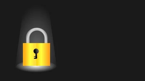 Secure key vector illustration on isolated black background with copy space area イラスト素材