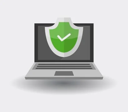 Secure laptop icon illustrated in vector on white background Stock Illustration