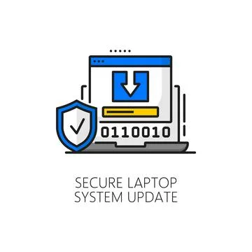 Secure laptop system software update line icon Illustrazione stock