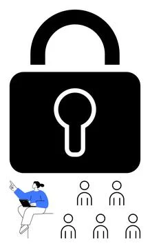 Secure Learning with Group Participation Lock and Instructor Leading Team, .. Stock Illustration