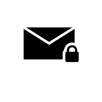 Secure Letter Lock, Protection Mail Solid Flat Vector Icon Isolated on White  Stock Illustration