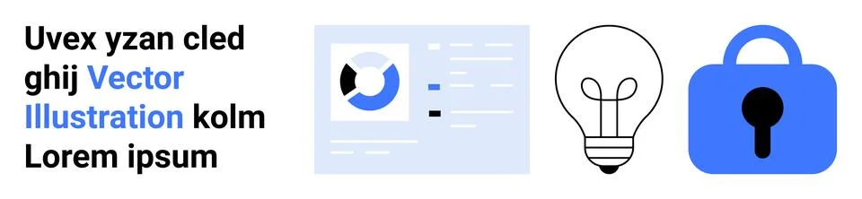 Secure Lightbulb Ideas and Data Analytics for Creative Business Solutions Stock Illustration