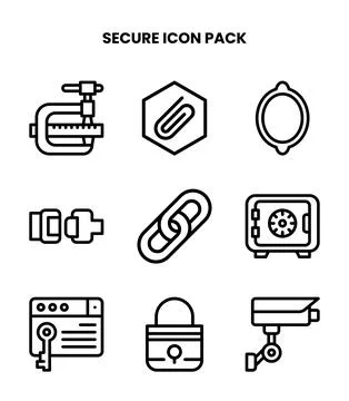 Secure Line Graphics Icons Pack Stock Illustration
