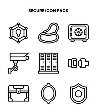 Secure Line Graphics Icons Pack Stock Illustration