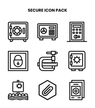 Secure Line UI Icons Pack Stock Illustration