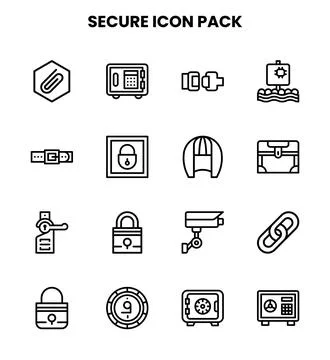 Secure Line Vector Icons Pack Stock Illustration