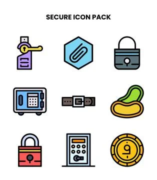 Secure Lineal Color Icons Pack Stock Illustration