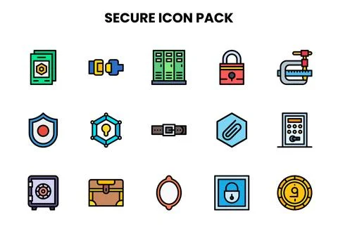 Secure Lineal Color Vector Icons Pack Stock Illustration