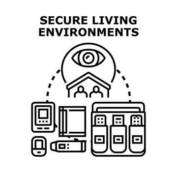 Secure living environments concept with smart home technology Stock Illustration