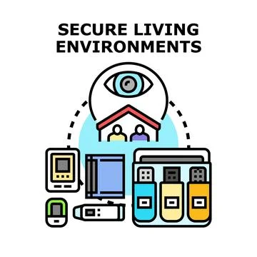 Secure living environments concept with smart home technology Stock Illustration