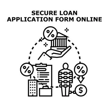 Secure loan application form online presenting financial services Stock Illustration